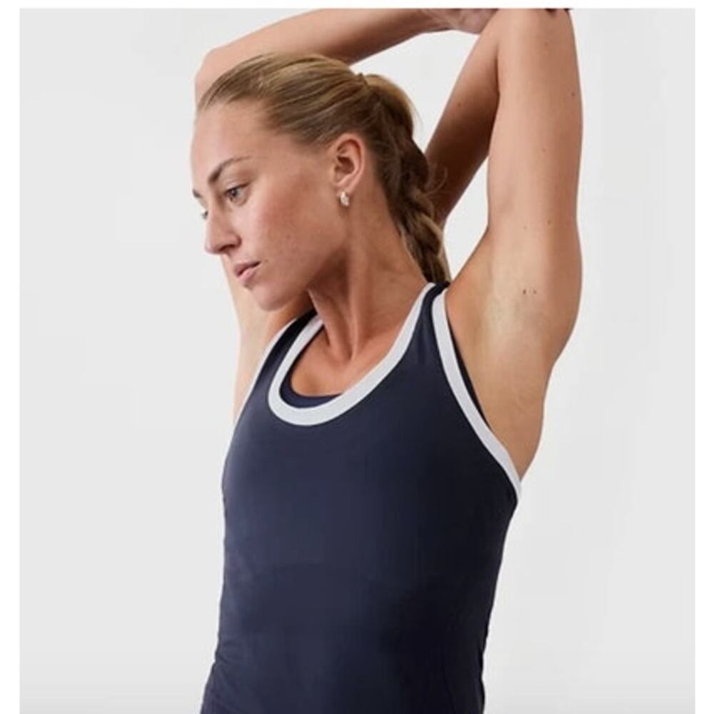 NWOT Athleta Momentum Seamless Tank Top Navy and White Size XS
